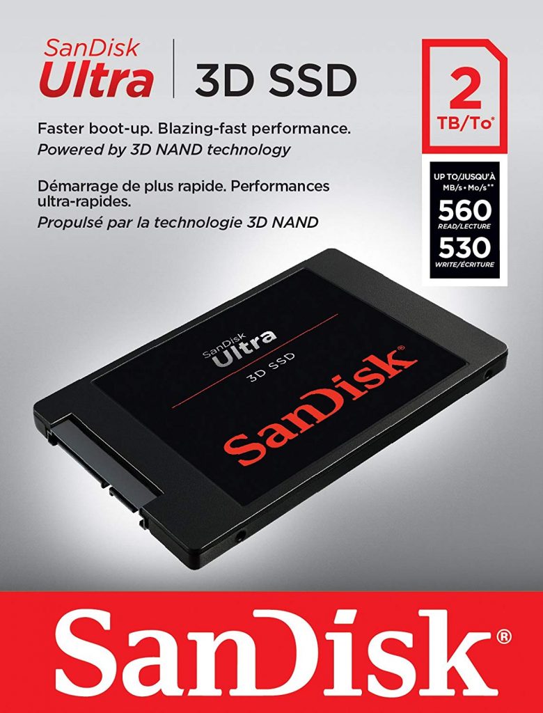 SanDisk SSD Ultra 3D da 2TB, Unità SSD Interna 2,5'', Sata III, Velocità di Lettura fino a 560 MB/sec