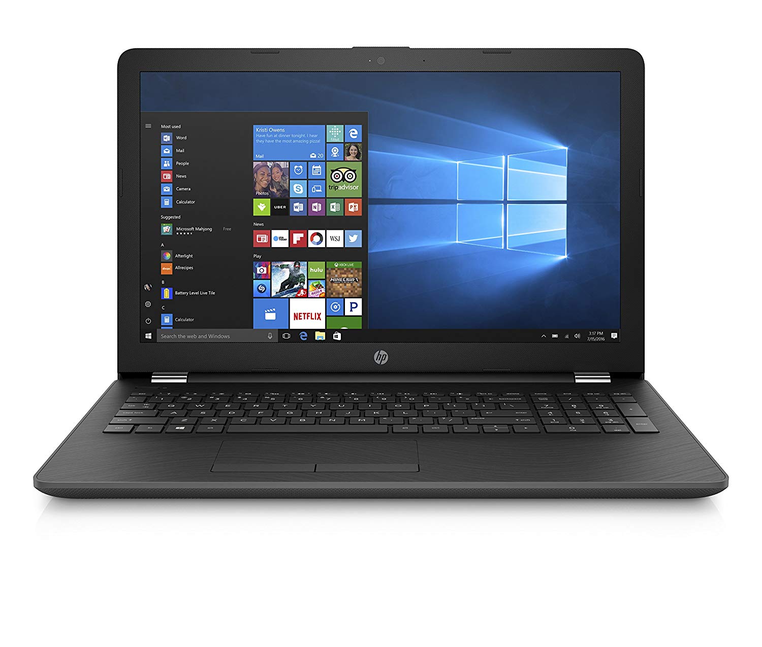 HP PC 15-bs000nl Notebook da 15.6", Pentium N3710, RAM 4 GB, HDD 500 GB, Intel HD 405, Grigio Fumo