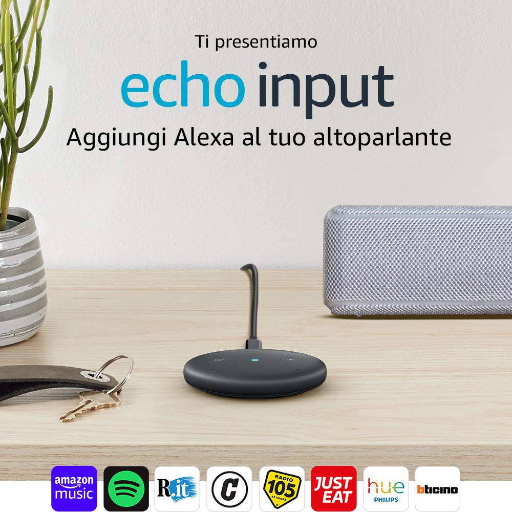 Echo Input, Nero – Aggiungi Alexa al tuo altoparlante – È richiesto un altoparlante esterno con ingresso audio da 3,5 mm o Bluetooth