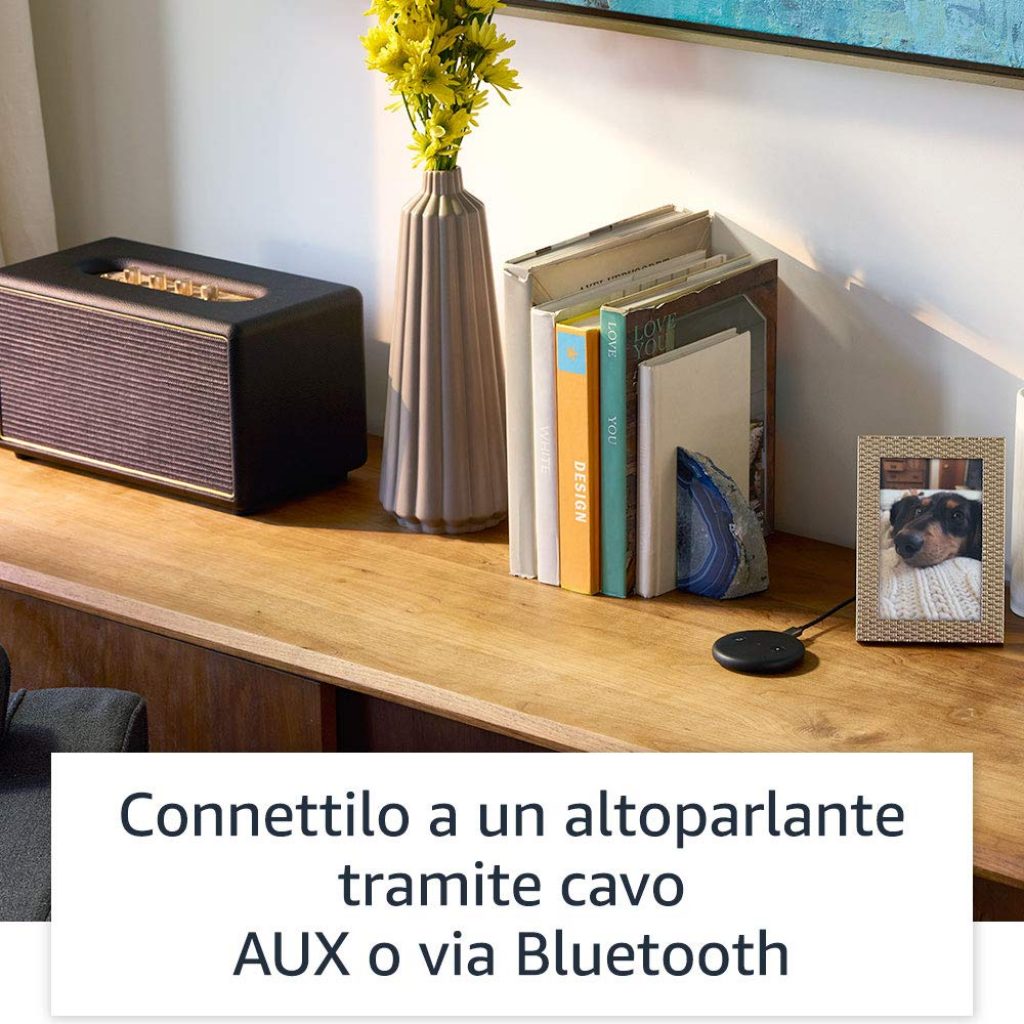 Echo Input, Nero – Aggiungi Alexa al tuo altoparlante – È richiesto un altoparlante esterno con ingresso audio da 3,5 mm o Bluetooth 