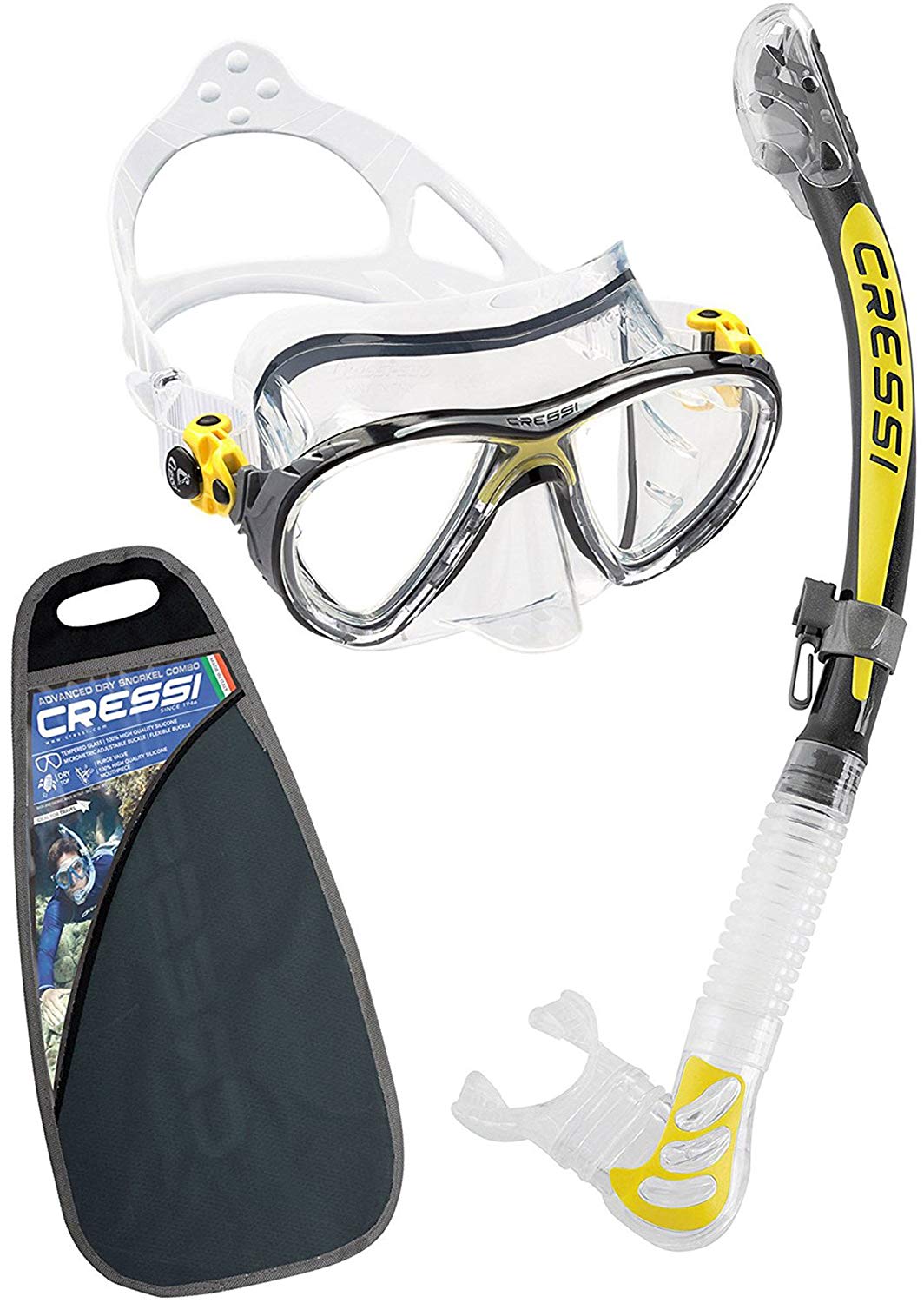 Cressi Big Eyes Evolution & Alpha Ultra Dry - Professional Combo Set per Immersioni e Snorkelling