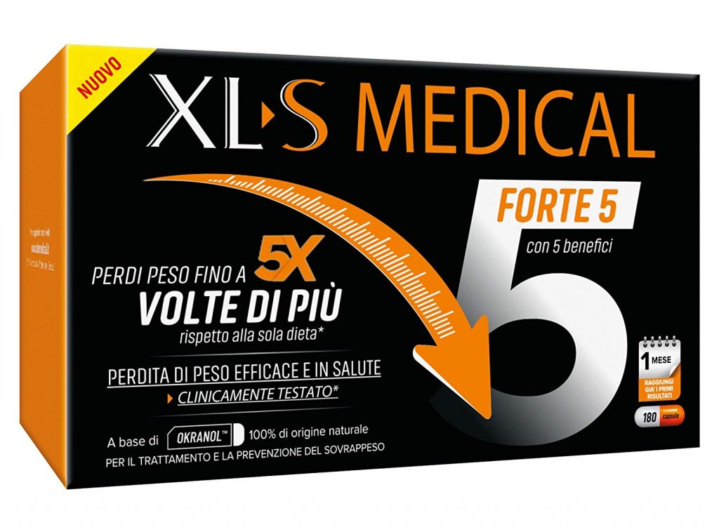 XL-S Medical Forte 5 Trattamento per Perdita di Peso con 5 Benefici in 1, 1 Mese di Trattamento, 180 Capsule
