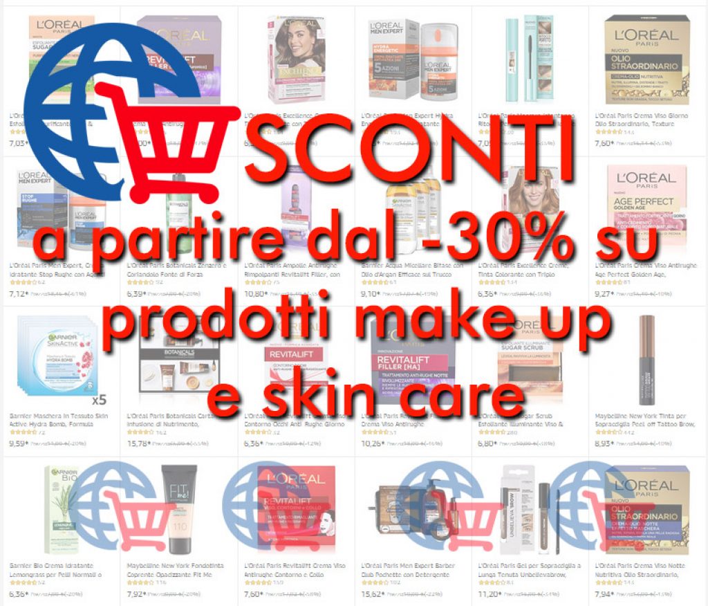 A partire dal -30% su una vasta selezione di prodotti make up e skin care