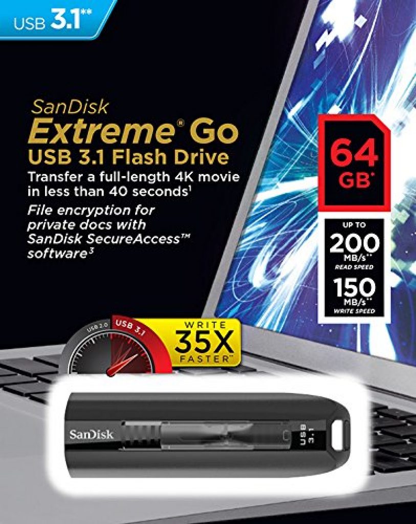 SanDisk Extreme Go - Chiavetta USB 3.1 64 GB 