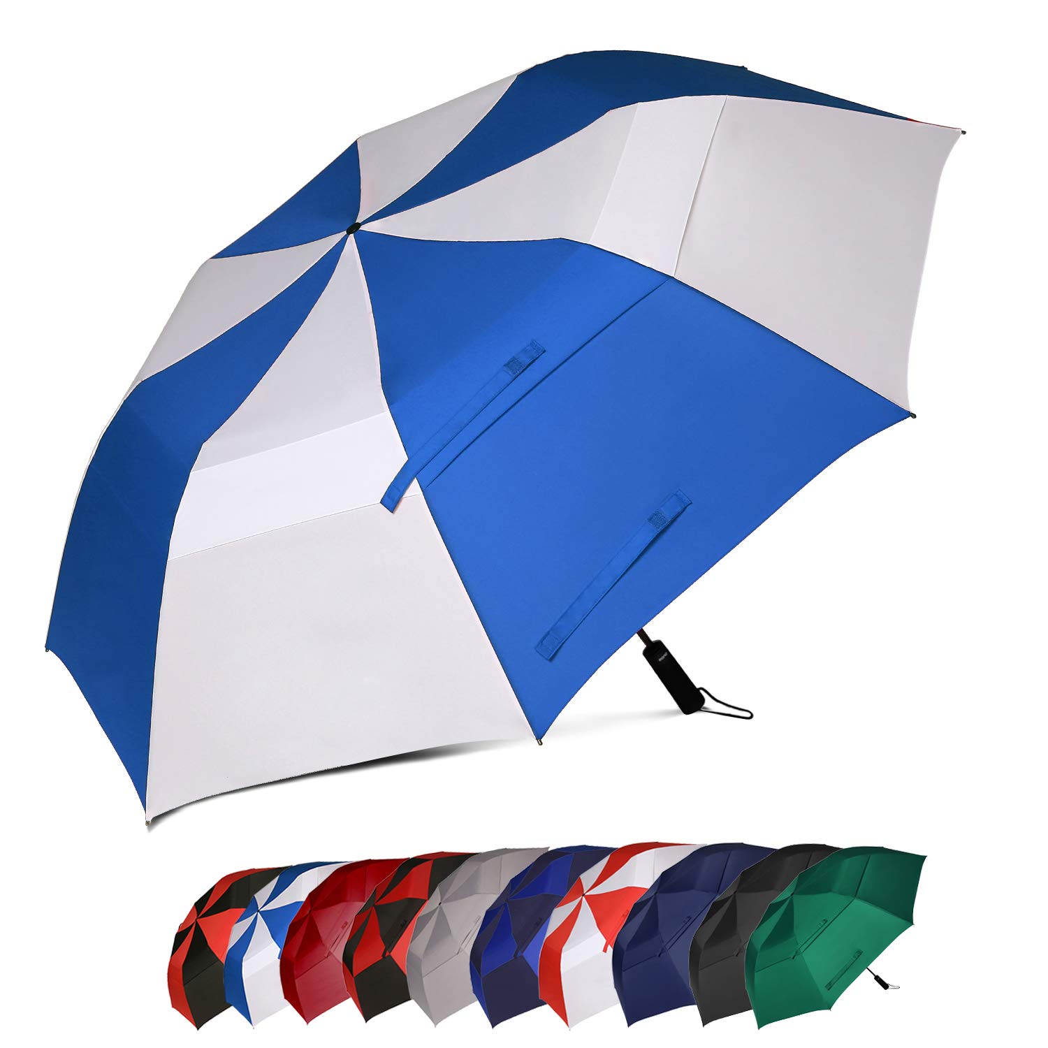 Ombrello da Golf, Portatile, Doppio Telo, Antivento, Automatico, Resistente e Oversize