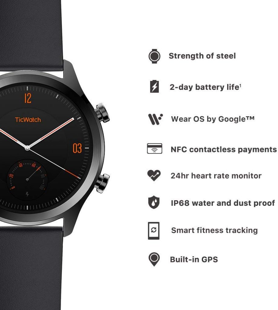 Ticwatch C2 SmartWatch Classico con Wear OS di Google