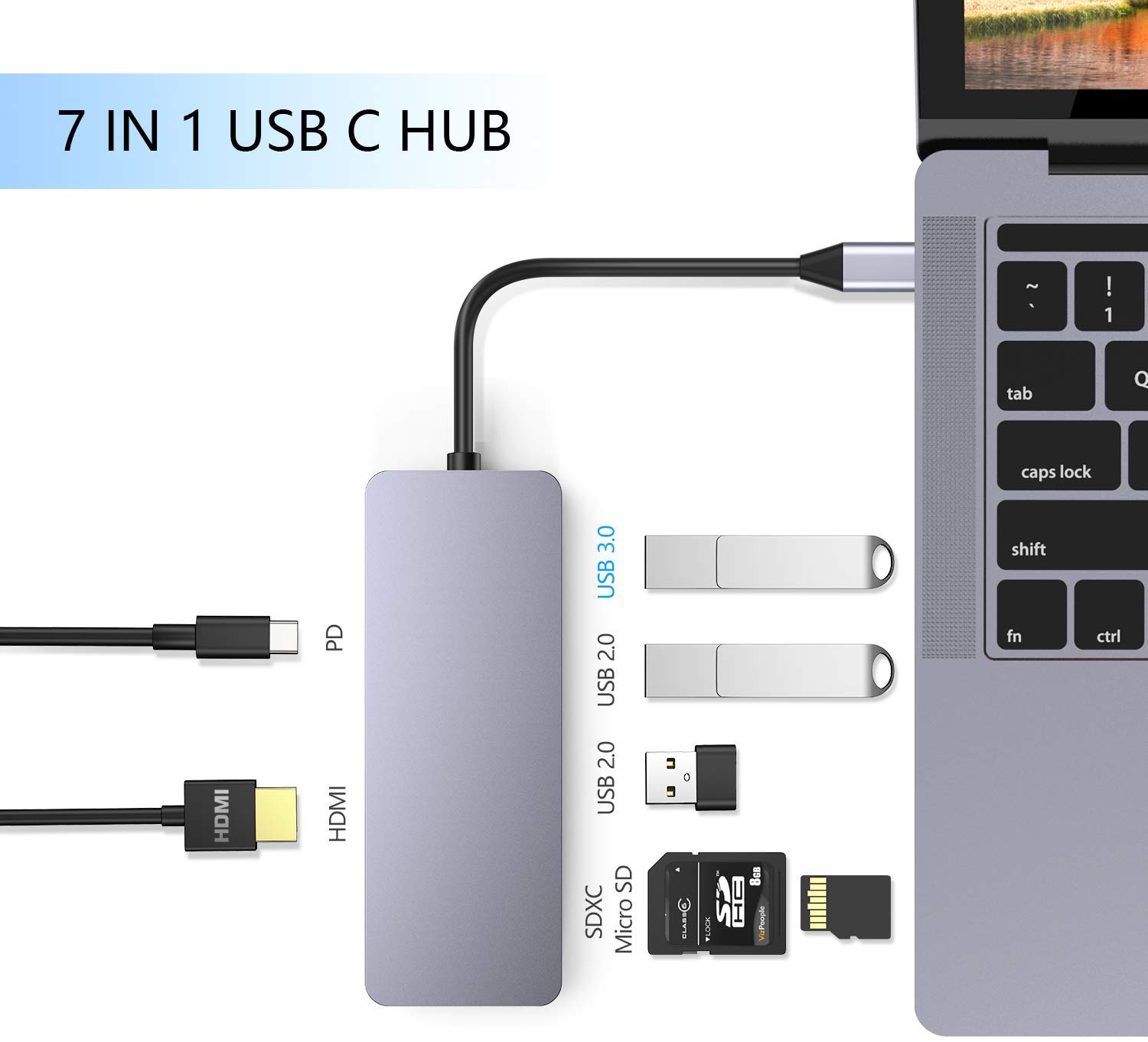 Hub USB C 7 in 1 Multipiattaforma