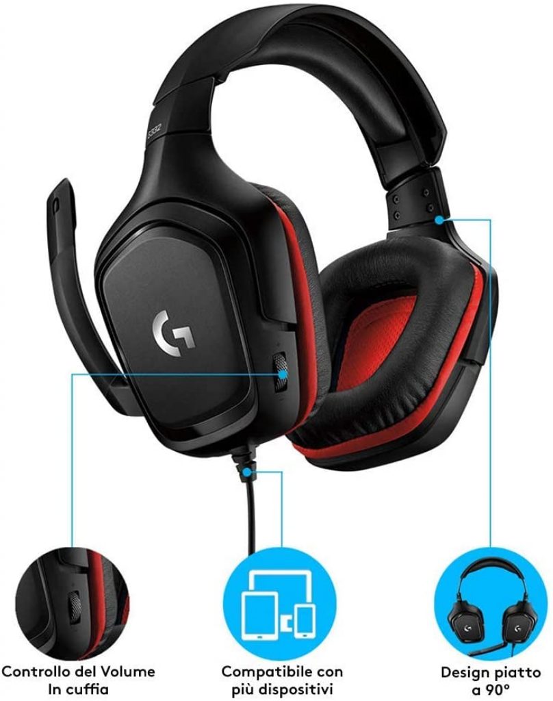 Logitech Cuffie Gaming Cablate Audio Stereo