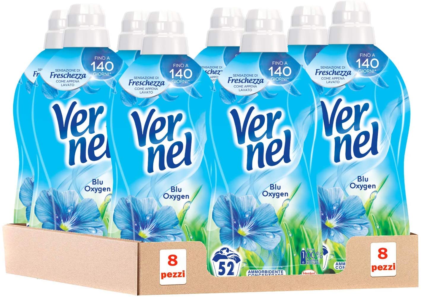 Vernel Ammorbidente Concentrato 8 x 52 Lavaggi - Blu Oxygen