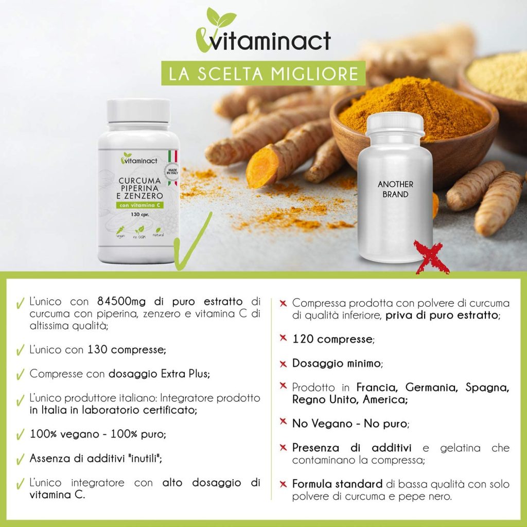  Curcuma Piperina & Zenzero Vitamina C - 130 compresse