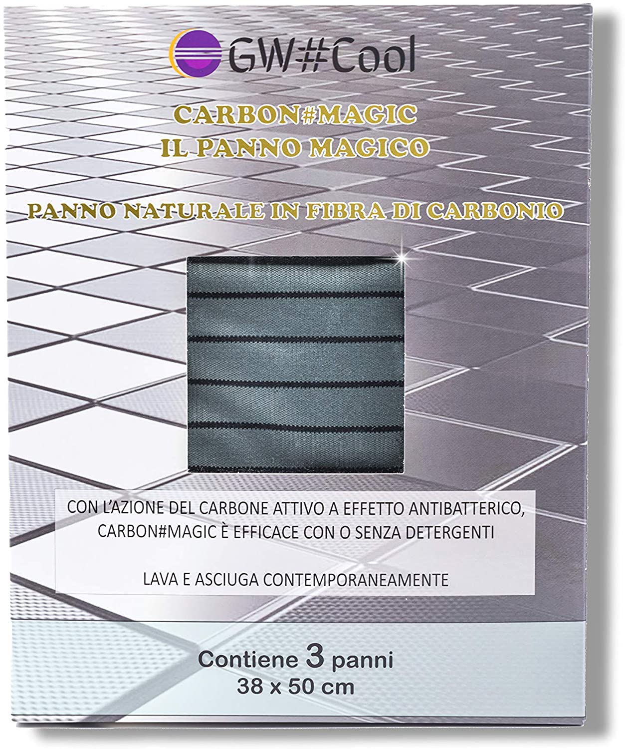 Carbon Magic - Panno Microfibra al Carbonio 3 pz