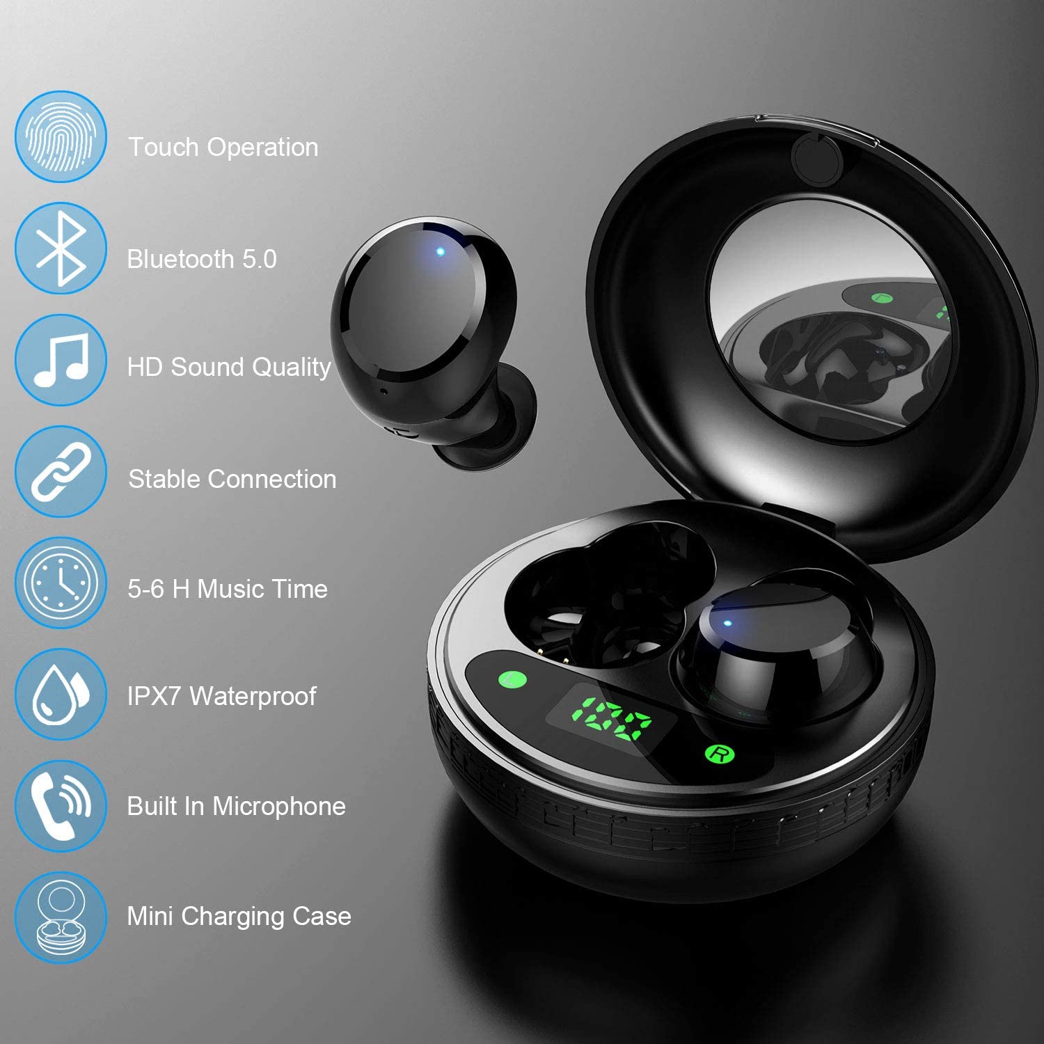 Auricolari Bluetooth 5.0 in Ear con Custodia Ricarica