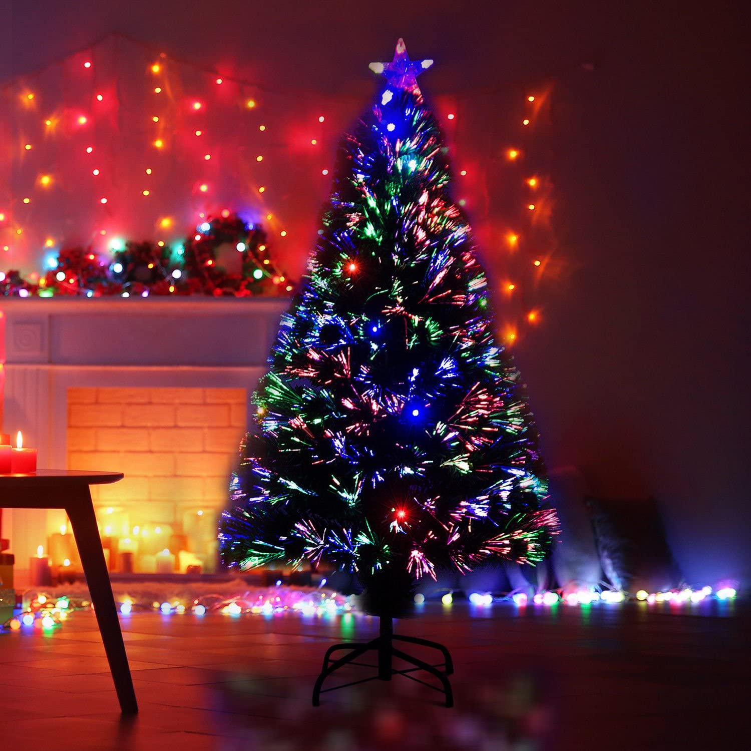 Albero di Natale Artificiale in Fibra Ottica e 16 luci LED