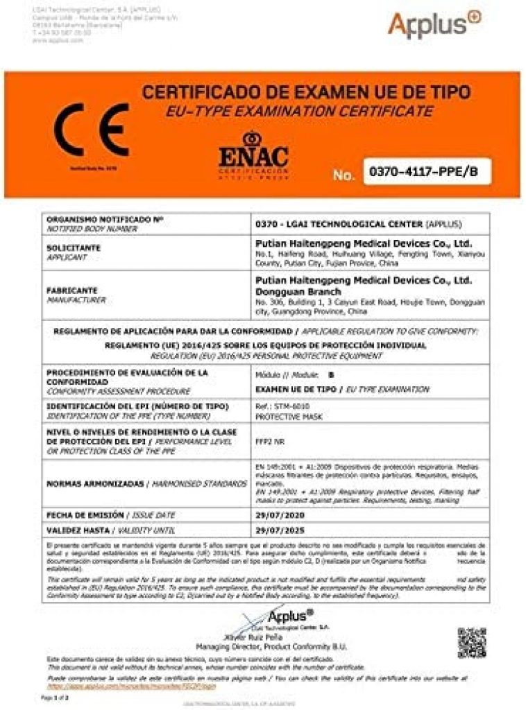 Mascherine FFP2 certificate CE sigillate singolarmente 25 pz 
