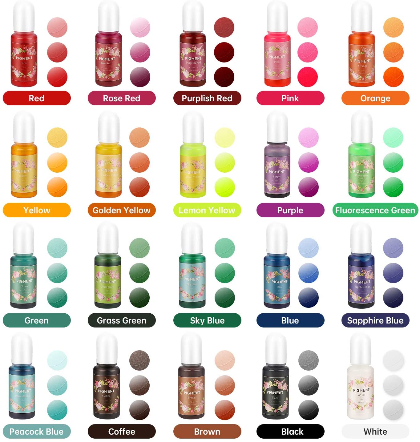Pigmenti per Resina Epossidica - 20 Colori x 10 ml