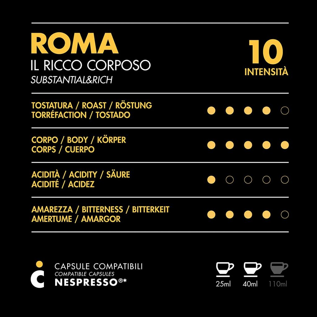 100 Capsule compatibili Nespresso - Miscela Roma Intensità 10