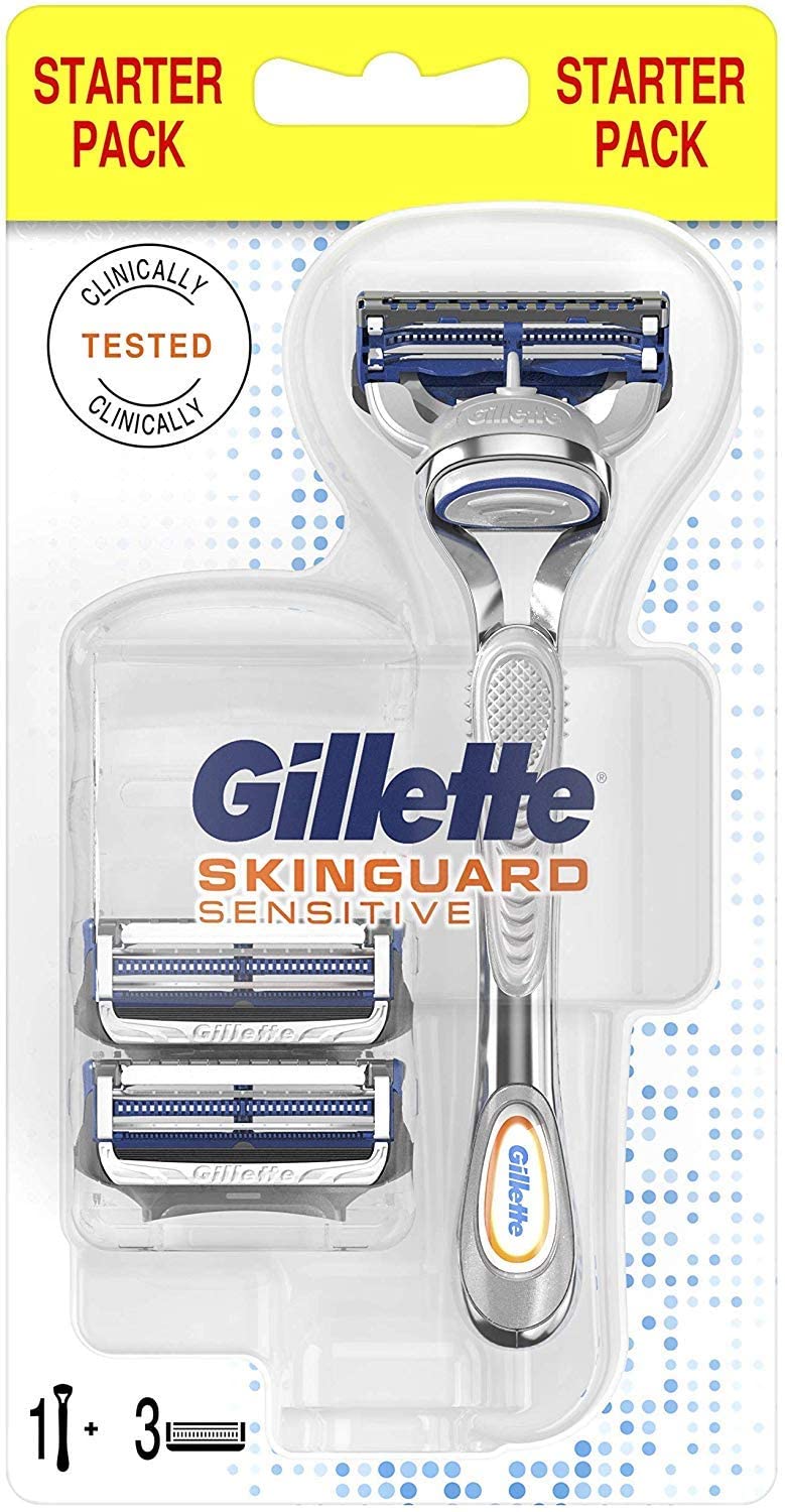 Gillette SkinGuard Sensitive - Rasoio Uomo + 3 Lamette