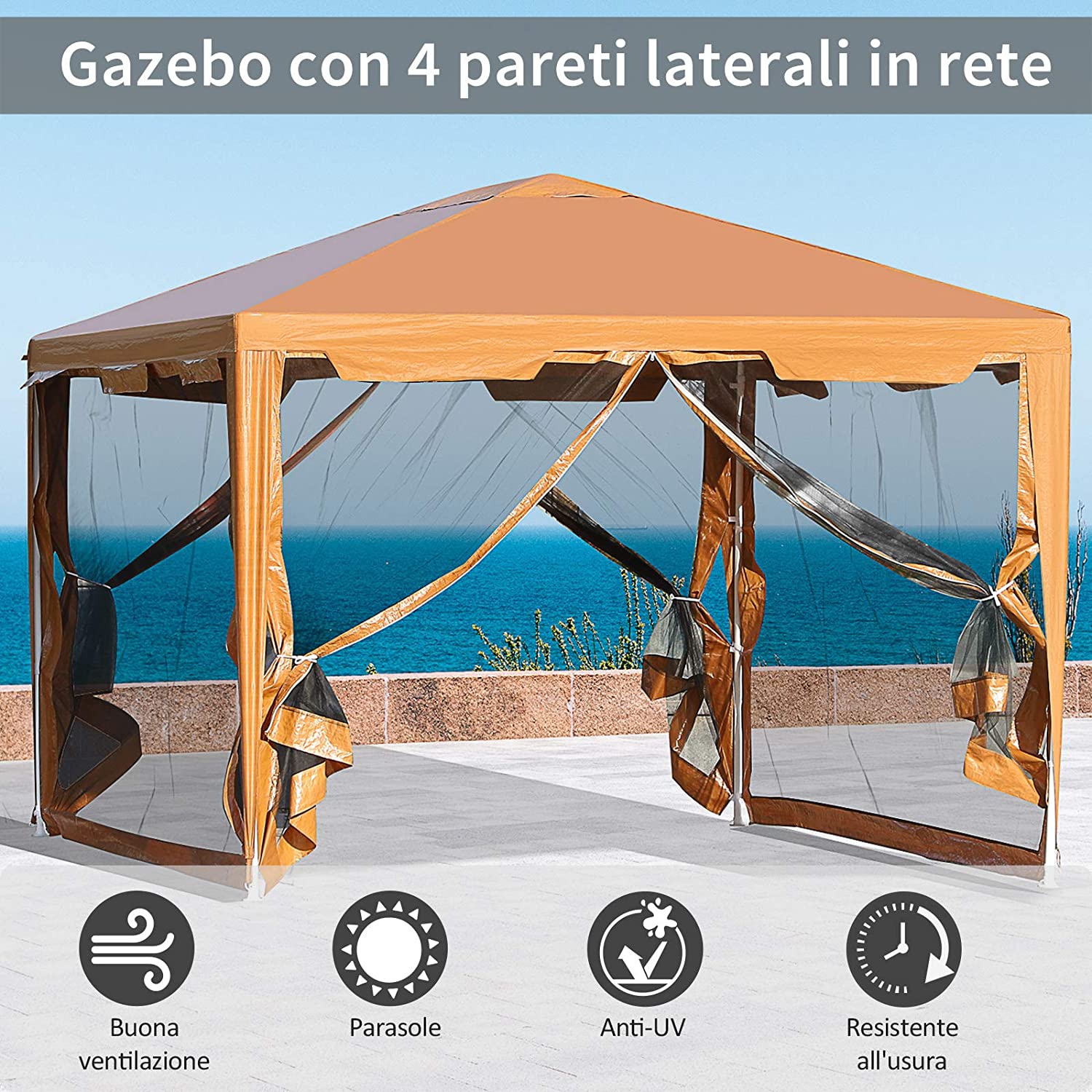 Tenda Gazebo da Giardino Pieghevole - 395x295cm
