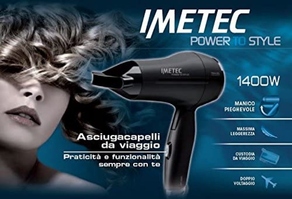 Imetec Power to Style Travel - Asciugacapelli da Viaggio