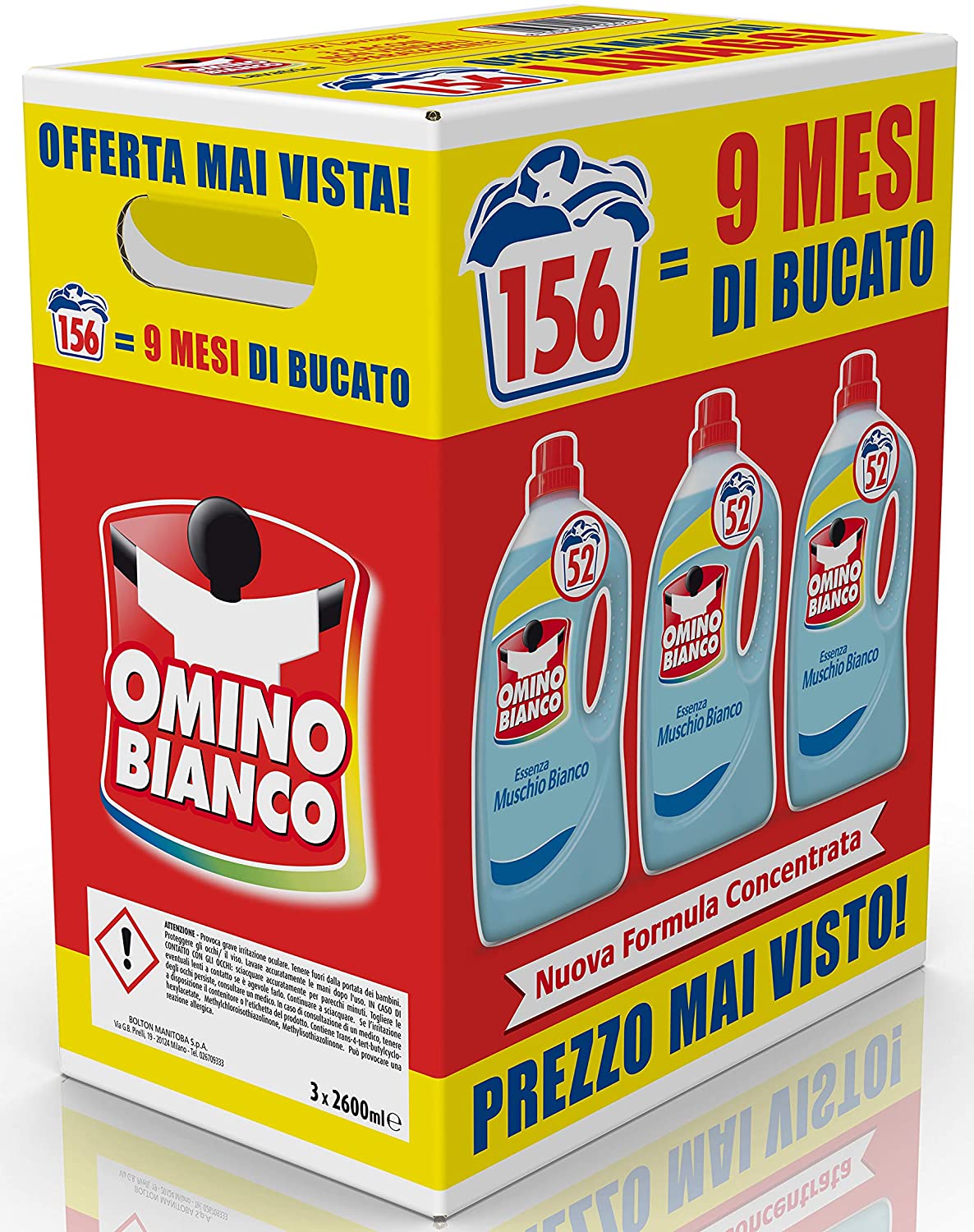 Omino Bianco Detersivo Lavatrice - Muschio Bianco 156 Lavaggi