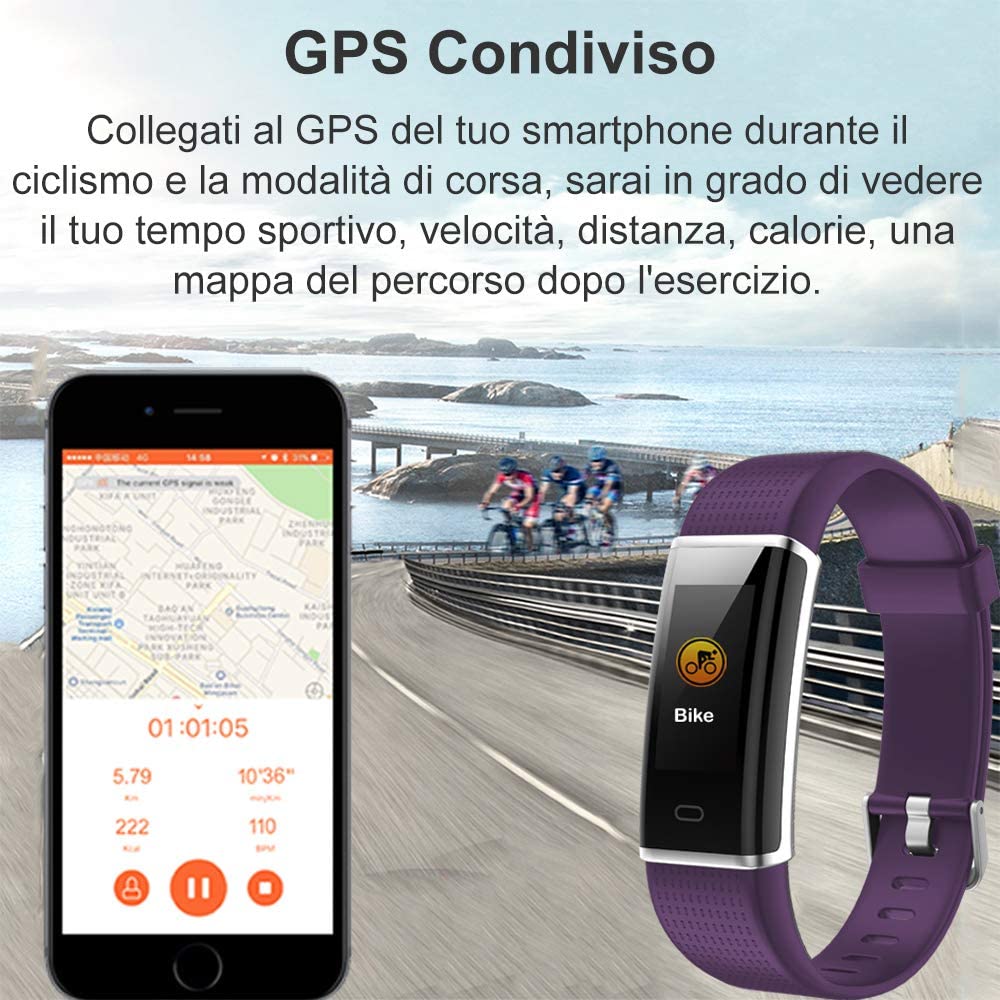 Willful Smartwatch - Orologio Fitness Viola
