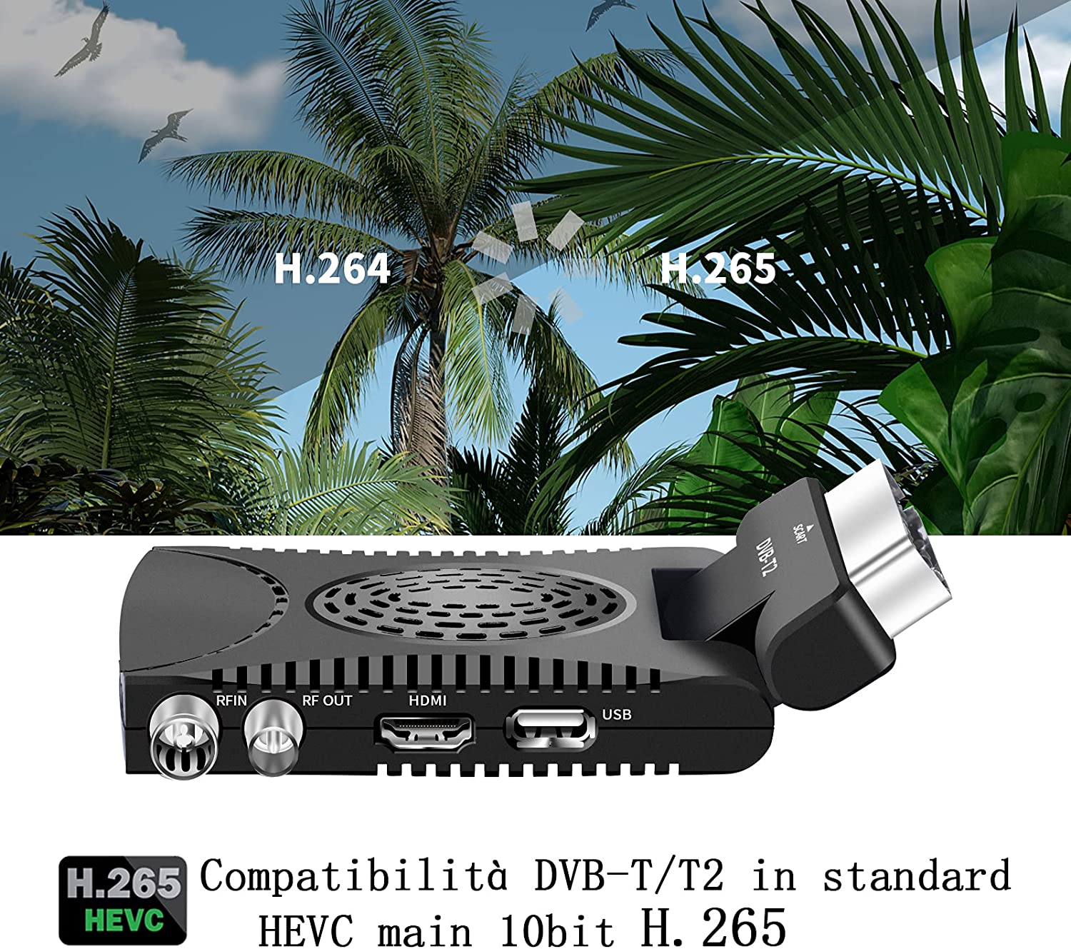 Decoder Mini Digitale Terrestre Scart DVB-T2