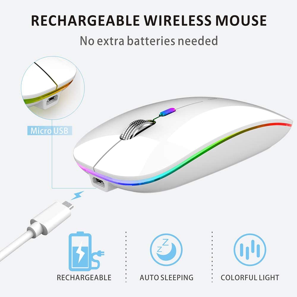 Mouse Wireless Ricaricabile - Ultra Sottile Silenzioso