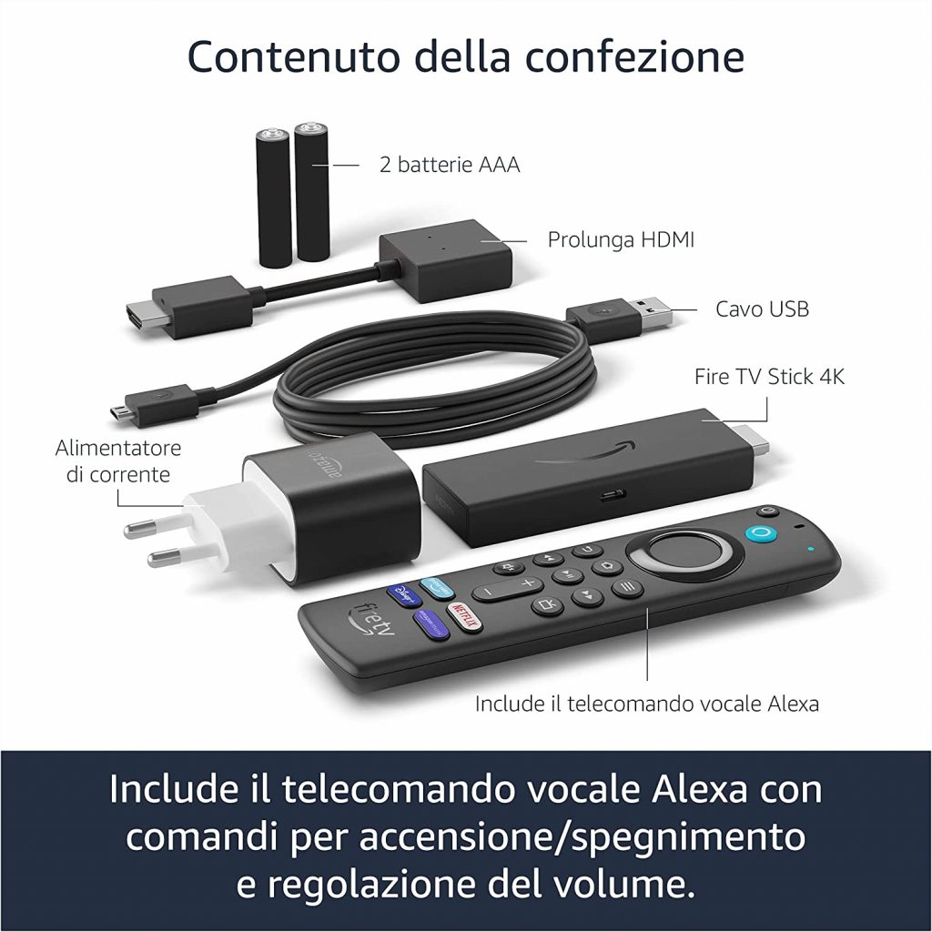 Fire TV Stick 4K con telecomando vocale Alexa