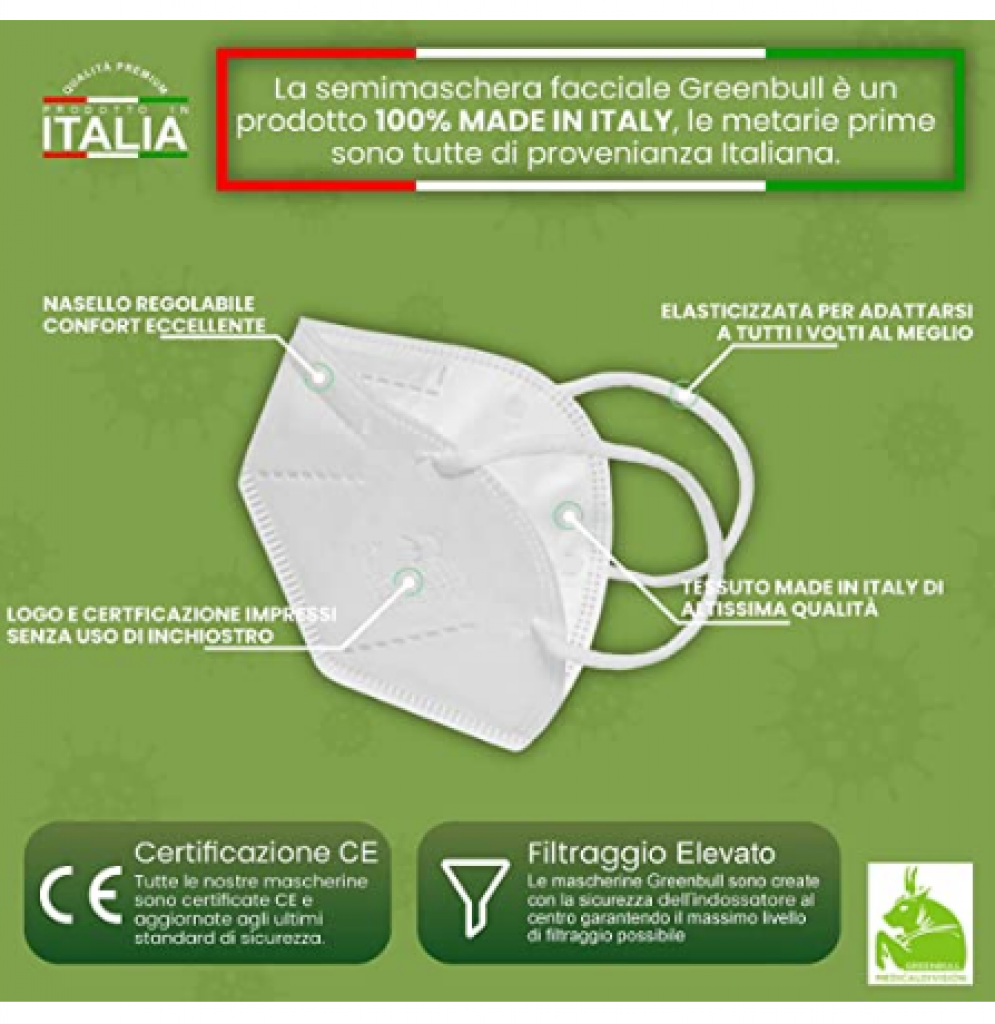 PERISTEGRAF 20 Mascherine Ffp2 Certificate Made in Italy