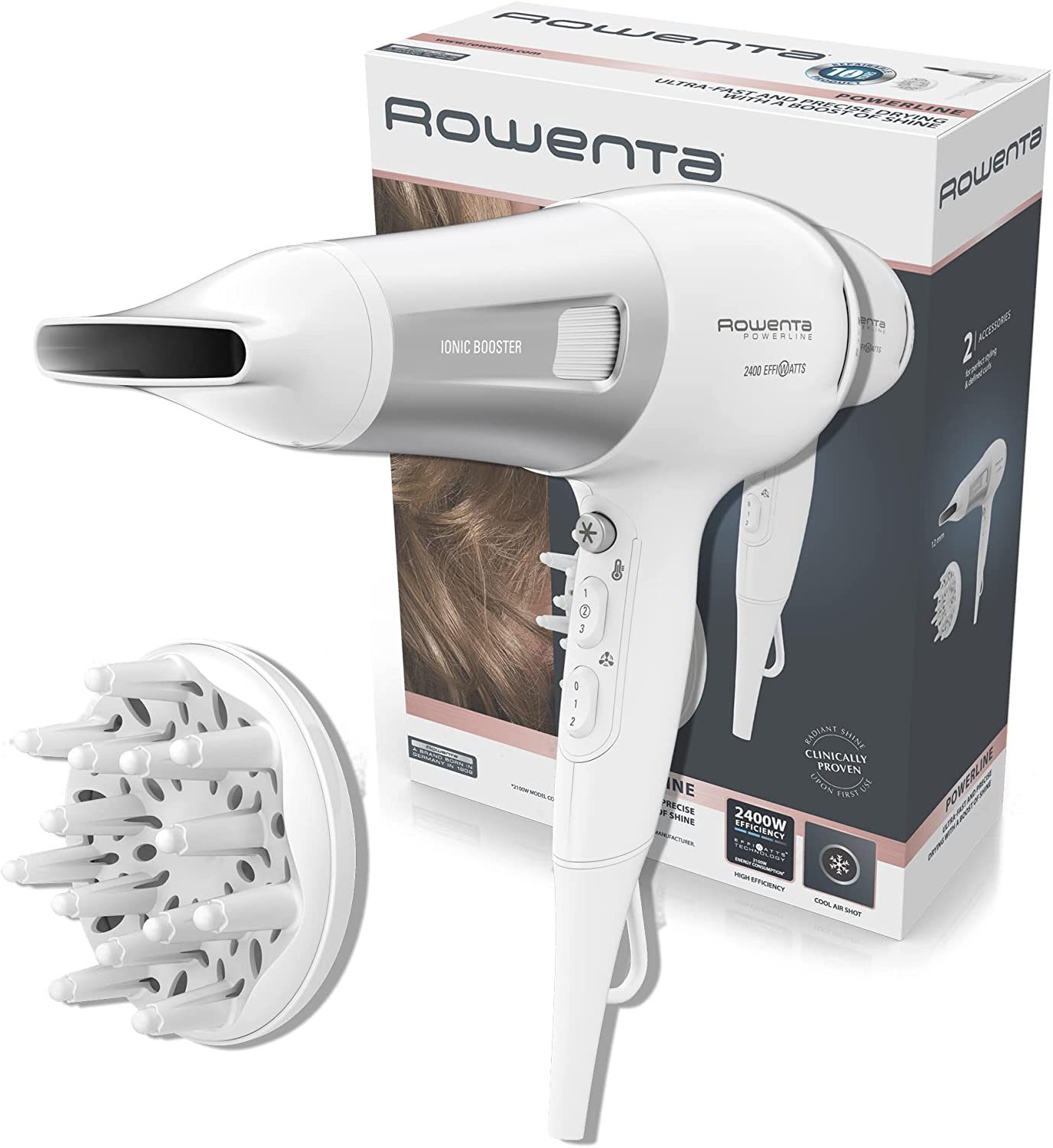 Rowenta Powerline+ Asciugacapelli Ionico con Diffusore