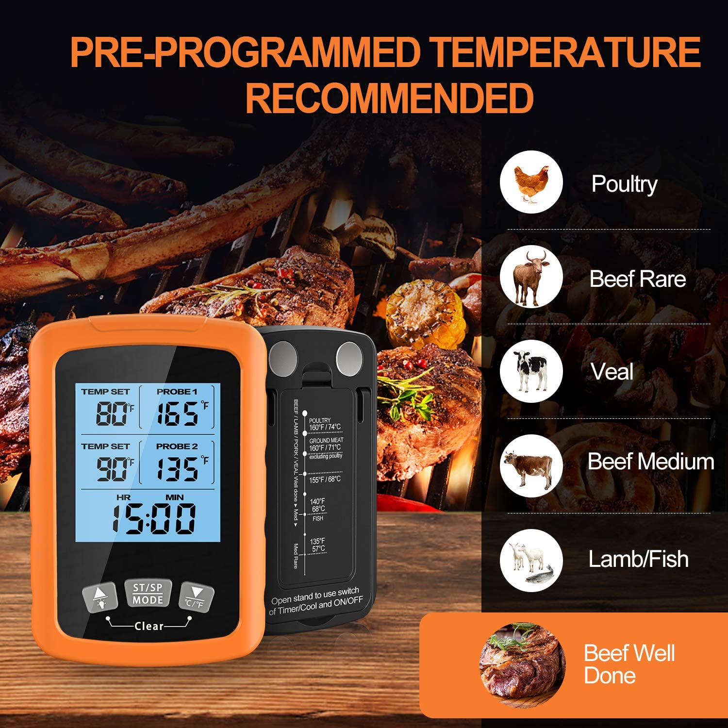 Termometro Cucina a Doppia Sonda con LCD e Timer