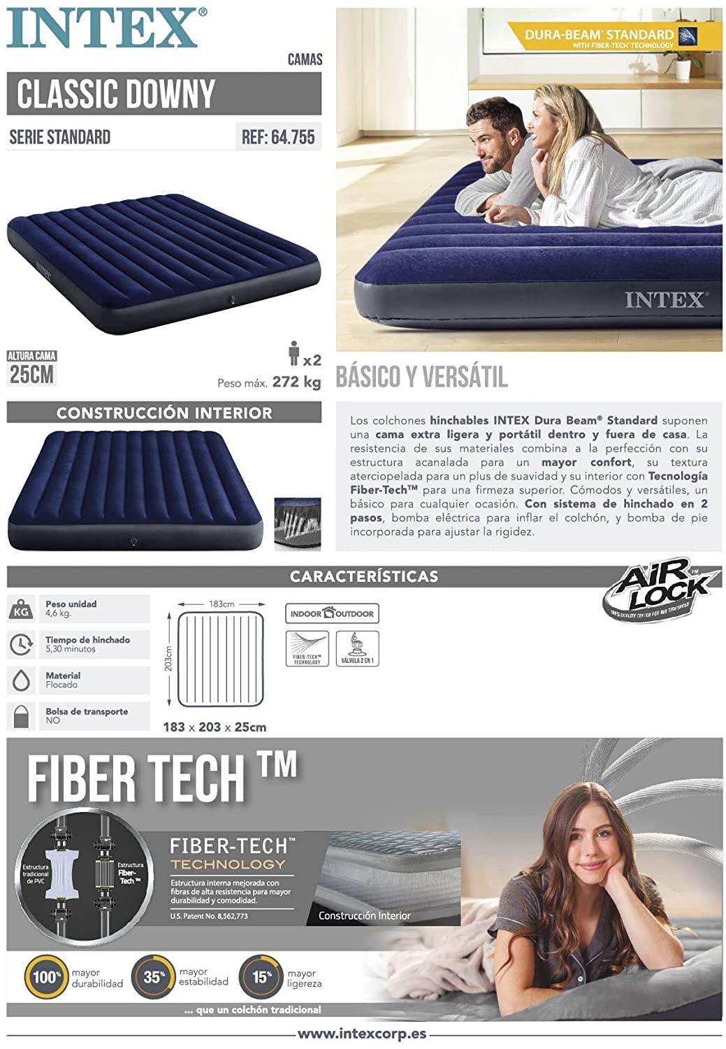 Intex Materasso gonfiabile - tecnologia Fiber Tech