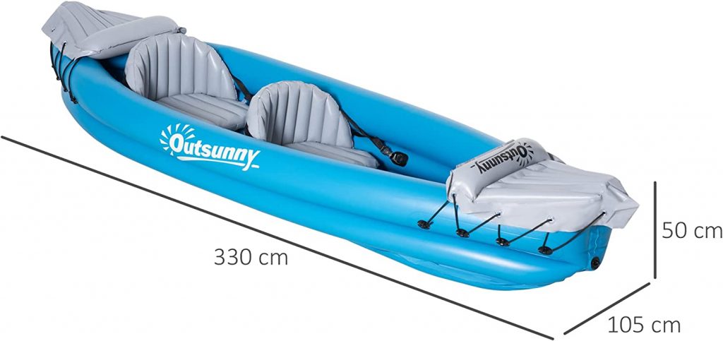 Outsunny Canoa Gonfiabile 2 Posti - Remi in Alluminio