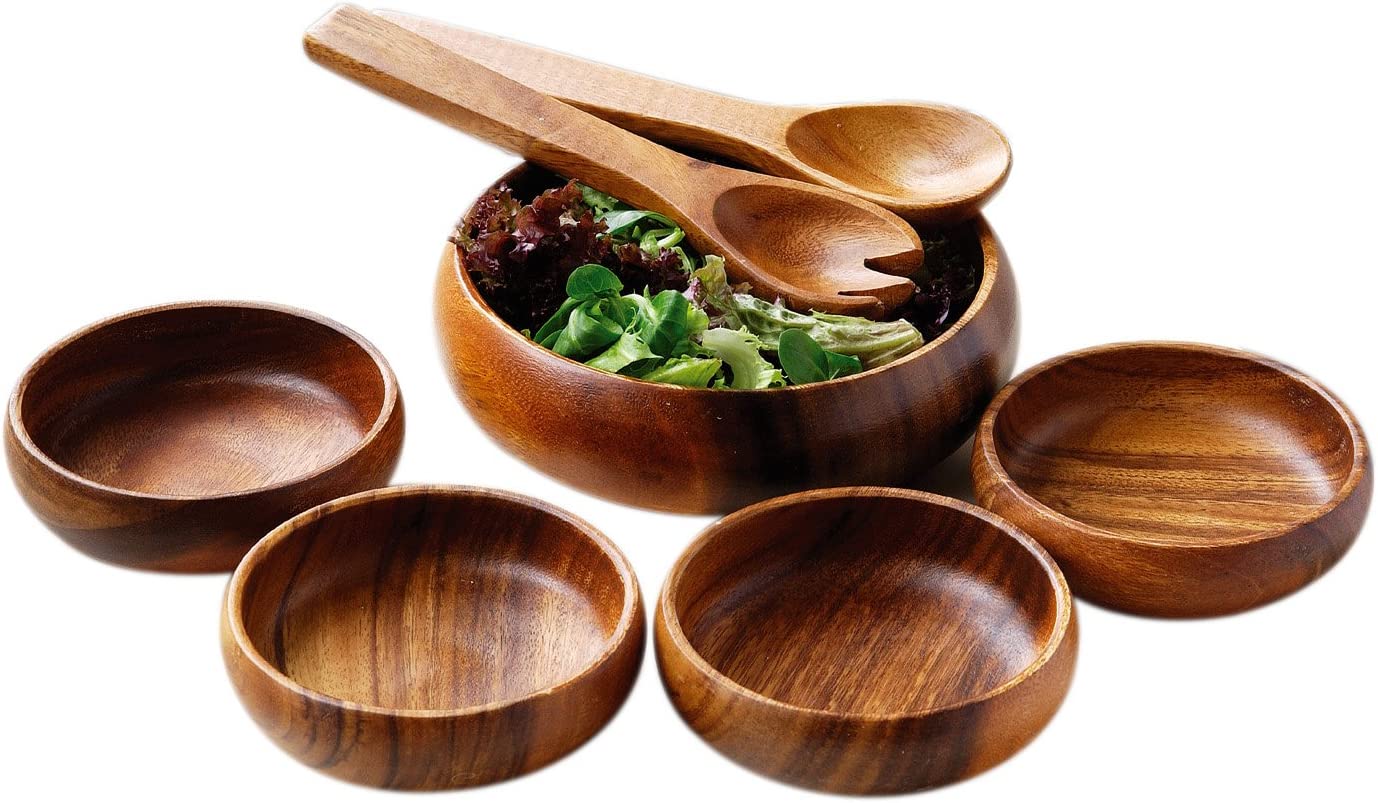 Set in legno di Albizia saman per insalata