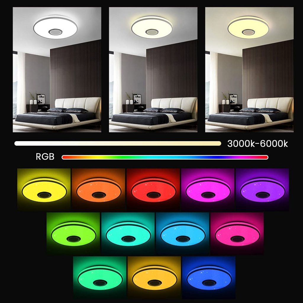 Plafoniera LED con Altoparlante Bluetooth - Wifi RGB