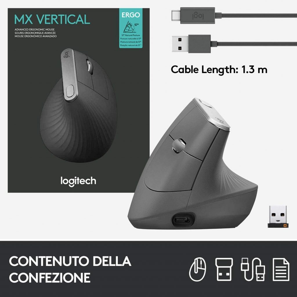 Logitech Mx Mouse Verticale Wireless Ergonomico