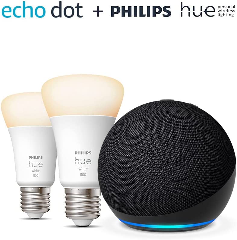 Nuovo Echo Dot Antracite + 2 Lampadine LED Smart