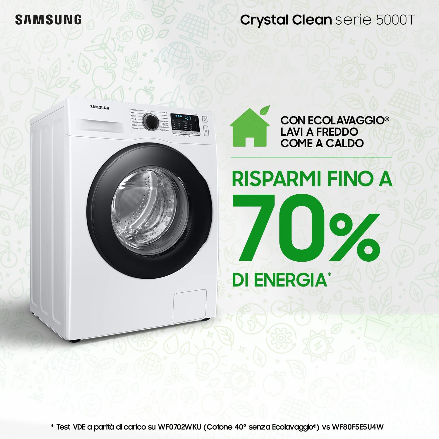Samsung Lavatrice Crystal Clean con Ecolavaggio 7Kg